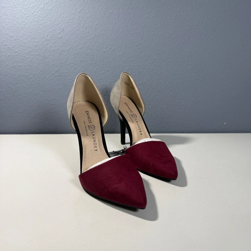 Chinese Laundry Heels Womens 7 Burgundy Grey Black ‎ New Stiletto